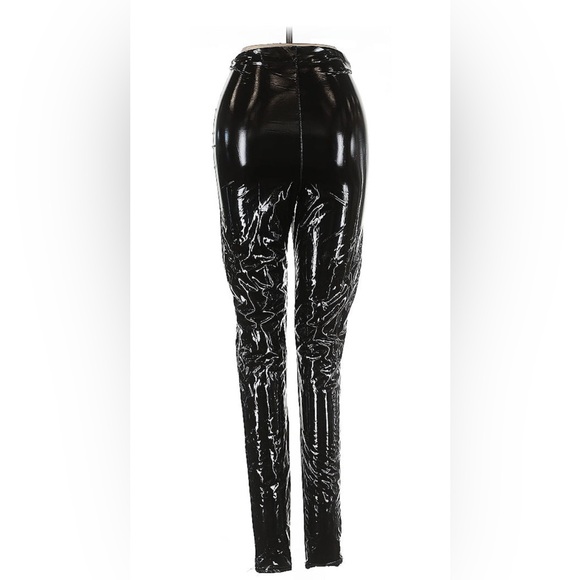 PrettyLittleThing Black Vinyl Dress Pants with Shiny Finish - Picture 1 of 7